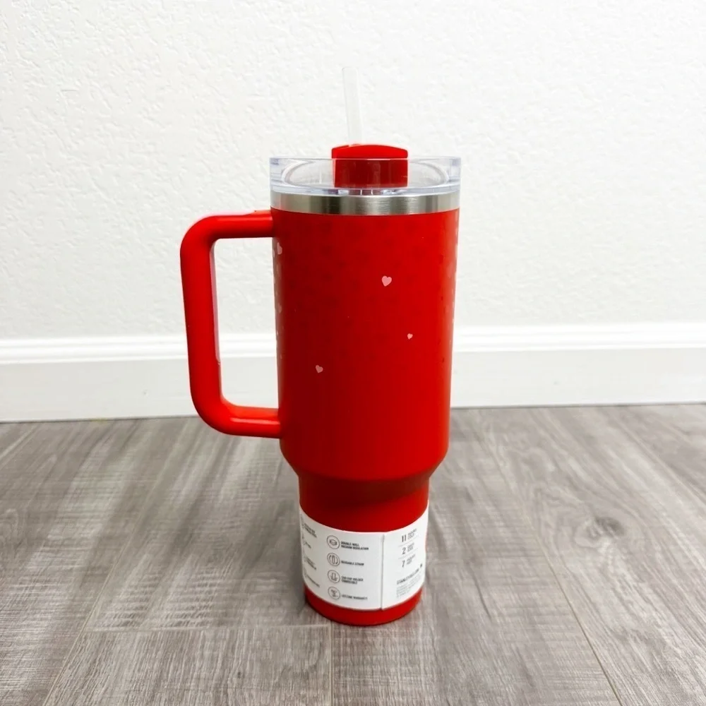 Stanley Red Ruby Hearts Target Exclusive Valentine's Day 2025 40 Oz Tumbler NEW - Picture 3 of 5